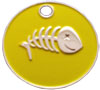 Yellow fish bone cat pet tag